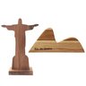 Enfeite Decoração Estátua Artesanal Cristo Redentor e Pão de Açucar em Madeira Teca - 2
