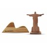 Enfeite Decoração Estátua Artesanal Cristo Redentor e Pão de Açucar em Madeira Teca - 1