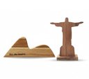 Ver imagem 1 de Enfeite Decoração Estátua Artesanal Cristo Redentor e Pão de Açucar em Madeira Teca