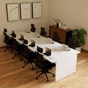 Ver imagem 5 de Mesa de Escritório Estação de Trabalho 8 Lugares 3,60m x 1,20m Pés Painel Nogal F5 Office Cor: