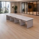 Ver imagem 1 de Mesa de Escritório Estação de Trabalho 8 Lugares 3,60m x 1,20m Pés Painel Nogal F5 Office Cor: