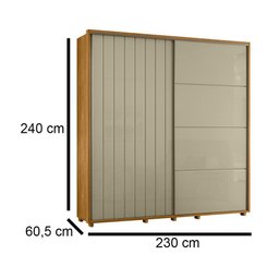 Guarda-roupa Casal Monet Ripado 2 Portas de Correr 4 Gavetas - 7 Decor Cumaru e Opala - 4