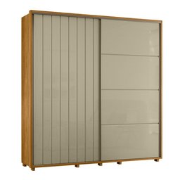 Guarda-roupa Casal Monet Ripado 2 Portas de Correr 4 Gavetas - 7 Decor Cumaru e Opala - 1