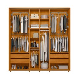 Guarda-roupa Casal Monet Ripado 2 Portas de Correr 4 Gavetas - 7 Decor Cumaru e Opala - 3