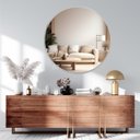 Ver imagem 1 de Espelho Grande Redondo Moldura Metal Decorativo 80x80cm Luxo