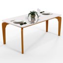 Ver imagem 1 de Mesa De Jantar 6 Lugares Retangular Capri 160cm Tampo De Vidro B05 Off White Nature - Lyam Decor
