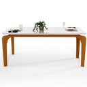 Ver imagem 3 de Mesa De Jantar 6 Lugares Retangular Capri 160cm Tampo De Vidro B05 Off White Nature - Lyam Decor