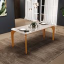 Ver imagem 2 de Mesa De Jantar 6 Lugares Retangular Capri 160cm Tampo De Vidro B05 Off White Nature - Lyam Decor