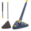 Ver imagem 1 de Mop Esfregao Giratorio Triangular Telescopio Espreme Agua Esfrega Limpeza Chao Parede Janela Vidro M