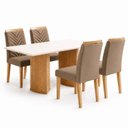 Ver imagem 2 de Conjunto Sala de Jantar 4 Lugares Retangular Tampo MDF 120x80cm Mesa Isla e Cadeiras Carol
