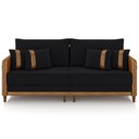 Ver imagem 3 de Sofá 3 Lugares Sala de Estar Living 192cm Asbury K01 Veludo Preto Couríssimo Camel - Lyam Decor