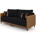 Ver imagem 6 de Sofá 3 Lugares Sala de Estar Living 192cm Asbury K01 Veludo Preto Couríssimo Camel - Lyam Decor