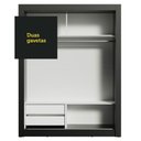 Ver mais imagens de Guarda-roupa Solteiro Madesa Dallas 2 Portas de Correr 2 Gavetas - Preto/branco