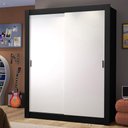 Ver imagem 1 de Guarda-roupa Solteiro Madesa Dallas 2 Portas de Correr 2 Gavetas - Preto/branco