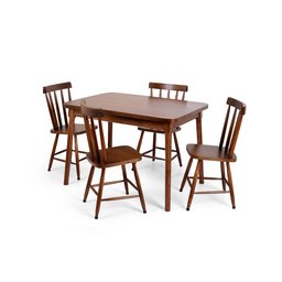 Conjunto Liso Clássico Colonial Imbuia Mesa 4 Cadeiras - 1