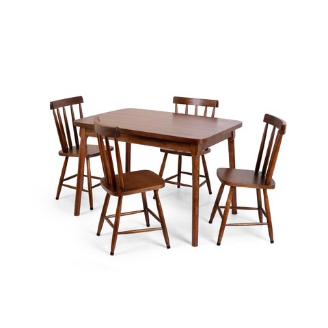Conjunto Liso Clássico Colonial Imbuia Mesa 4 Cadeiras