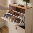 Ver mais imagens de Sapateira Estreita Vertical 2 Portas Madeira 12 Pares Cor Cashmere Fendi 44 Mikka Idimex