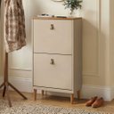 Ver imagem 2 de Sapateira Estreita Vertical 2 Portas Madeira 12 Pares Cor Cashmere Fendi 44 Mikka Idimex