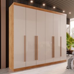 Guarda-roupa Casal 6 Portas 6 Gavetas Sparta - Mais Móveis Cinamomo/offwhite - 2