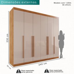 Guarda-roupa Casal 6 Portas 6 Gavetas Sparta - Mais Móveis Cinamomo/offwhite - 3