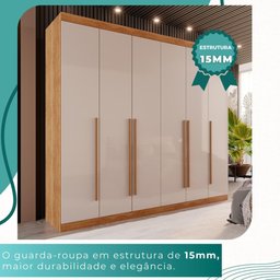 Guarda-roupa Casal 6 Portas 6 Gavetas Sparta - Mais Móveis Cinamomo/offwhite - 6