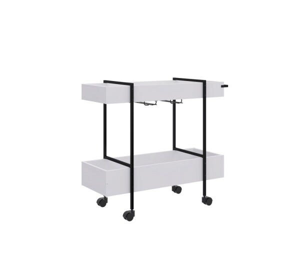 Carrinho Bar Estilo Industrial 90x33cm 27813 Steel Quadra Artesano - Branco/preto - 2