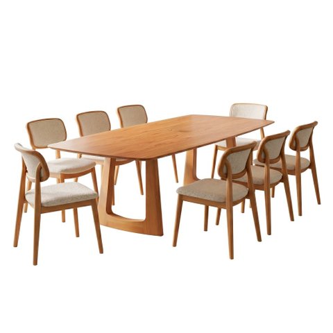 Mesa Stallion com 10 Cadeiras Pollo Bege 220cm