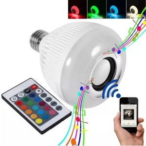 Lâmpada Led Musical Rgb Bluetooth Controle Remoto 8 Cores Decorativa Festa