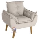 Ver imagem 2 de Kit 02 Poltrona/cadeira Decorativa Glamour com Pés Quadrado Bege