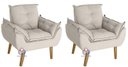 Ver imagem 1 de Kit 02 Poltrona/cadeira Decorativa Glamour com Pés Quadrado Bege