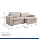 Ver imagem 3 de Sofá Retrátil 200cm Molas Bonnel Veludo Bege Claro Barcelona