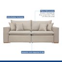Ver imagem 7 de Sofá Retrátil 200cm Molas Bonnel Veludo Bege Claro Barcelona