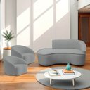Ver imagem 1 de Kit Divã Recamier Orgânico Marrocos 180cm Lado Esquerdo e 2 Poltronas Amore Bouclé Cinza