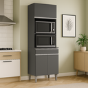 Ver imagem 6 de Armário Torre Quente Maia P/ Cozinha Modulada Forno Microondas 60cm Moderno Compacto 3 Portas 1 Gave
