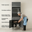 Ver imagem 3 de Armário Torre Quente Maia P/ Cozinha Modulada Forno Microondas 60cm Moderno Compacto 3 Portas 1 Gave