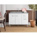 Ver imagem 1 de Balcão Gabinete de Pia Gabriela 120cm Branco sem Tampo - Ajl Moveis