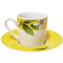 Jogo xícaras de porcelana 12 peças para café 90ml Folhas - 2