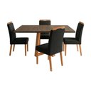 Ver imagem 3 de Conjunto Mesa Jantar Isabela 1,2m Freijó Pés Cerejeira 4 Cadeiras Heloísa Almofadada - Preto Linho