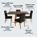Ver imagem 2 de Conjunto Mesa Jantar Isabela 1,2m Freijó Pés Cerejeira 4 Cadeiras Heloísa Almofadada - Preto Linho
