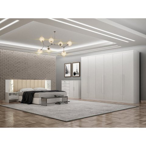 Guarda Roupa Casal Royal 6 Gavetas Novo Horizonte Neve