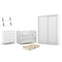 Ver imagem 6 de Dormitório Tutto 2 Portas, Cômoda, Berço Branco Soft com Capitonê, Colchão Supreme e