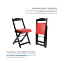 Ver imagem 7 de Conjunto Mesa Dobrável Área Externa 120x70cm com 6 Cadeiras Estofadas Madeira Preto/Laranja Vermelho