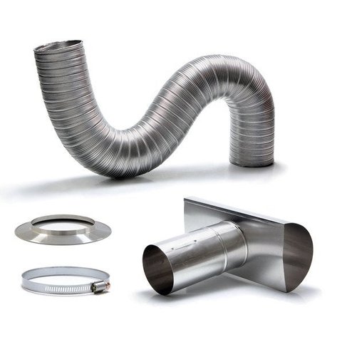 Kit Chaminé em Alumínio com Flexível Corrugado de 1,5Mx130mm