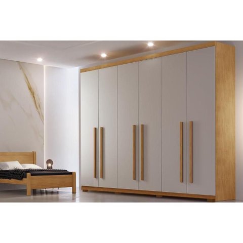 Guarda Roupa Casal 6 Portas e 4 Gavetas C- Pés Bahia Naturale-off White