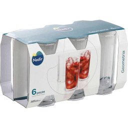 Jogo de copos 6 peças de vidro Long Drink 340mls Geometria - 4