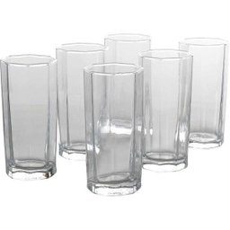 Jogo de copos 6 peças de vidro Long Drink 340mls Geometria - 1