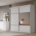 Ver imagem 1 de Guarda Roupa Casal 2 Portas 6 Gavetas 100% MDF com Espelho Blumenau Branco/Neve