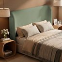Ver imagem 2 de Cabeceira para Cama Box Casal Padrão Liah 140cm Bouclê Verde Menta - Abmaza