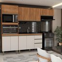 Ver imagem 6 de Cozinha Completa Modulada 8 Portas 3 Gavetas Freijó/off White - Panorama Móveis