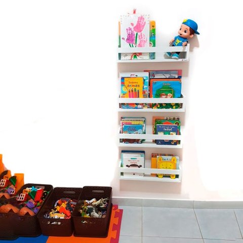 Revisteiro para Quarto de Menino Menina Branco Kit 4Pç